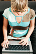 Female telecommuter and sofa business