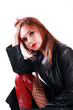 Sexy woman in leather jacket Sexy woman in leather jacket