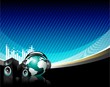 vector music illustration with speaker and globe