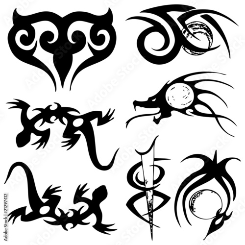 vector illustration tattoo design set