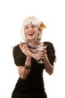 Retro woman with white hair