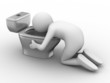 man over toilet bowl on white background. Isolated 3D image man over toilet bowl on white background. Isolated 3D image