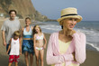 Grandmother at Beach with Family