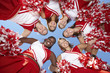 cheerleaders in huddle view from below (view from below)