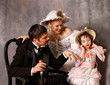 retro family portrait group of 3