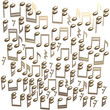 Golden notes isolated on a white background