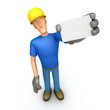 builder with blank business card