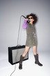 Girl with sunglasses singing