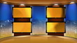 Virtual TV Studio News Set with city background