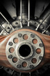 wooden aircraft propeller and engine cylinders