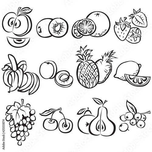 Vektor: Stylized fruit vector set on a white background Stylized fruit vector set on a white background