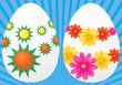 Decorative easter eggs on blue background, vector illustration