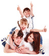Happy family throw out thumb. Isolated. Happy family throw out thumb. Isolated.