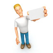 casual man with blank business card