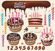 Set with Chocolate cakes and birthday decoration