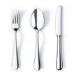 Fork spoon and knife isolated on white background