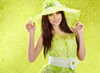 Beautiful spring woman portrait. green concept