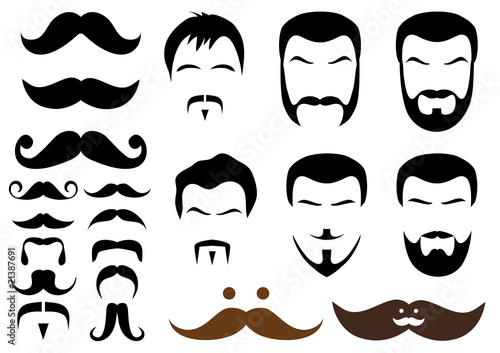 Vektor: moustache and beard styles, vector moustache and beard styles, vector
