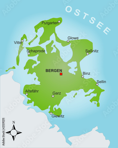 Vektor: Karte Rügen Karte Rügen