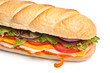 long baguette sandwich with lettuce, slices of fresh vegetables, long baguette sandwich with lettuce, slices of fresh vegetables,