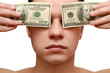 man closes his eyes with money man closes his eyes with money