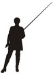 Vector silhouette of woman in fishing. Vector silhouette of woman in fishing.