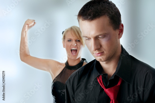 Photo: Man and woman conflict. Man and woman conflict.