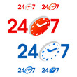 24/7 signs. Vector.