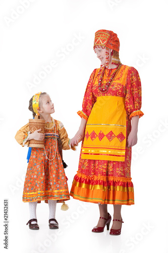 Photo: Woman And Little Girl In Russian Traditional Clothing Woman And Little Girl In Russian Traditional Clothing