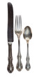 Antique Silverware on White Background.
