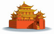 Chinese pagoda, in detail, vector illustration Chinese pagoda, in detail, vector illustration
