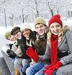 Group of friends outside in winter