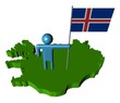 abstract person with Icelandic flag on map illustration