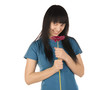 sad girl with a flower