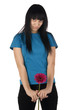 sad girl with a flower.