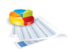 Conceptual business earnings reports and charts (vector format)