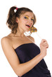 girl holds a sugar candy