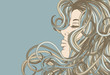 Woman's face in profile with detailed hair Woman's face in profile with detailed hair