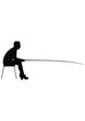 Vector silhouette of woman in fishing. Vector silhouette of woman in fishing.