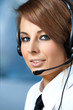 Beautiful representative smiling call center woman with headset. Beautiful representative smiling call center woman with headset.