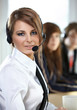 Beautiful representative smiling call center woman with headset. Beautiful representative smiling call center woman with headset.