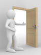 man invites to pass open door. 3D image man invites to pass open door. 3D image