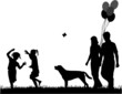 family walk the dog, the illustration of vectors family walk the dog, the illustration of vectors