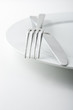 Fork and Knife on White Plate