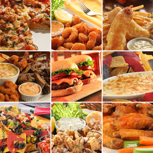 Photo: Collage of pub food. Collage of pub food.