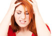 unhappy redhead woman