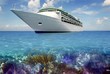 caribbean reef view with cuise vacation boat