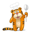 Vector: Fun tiger with spoon Fun tiger with spoon