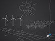 Vector: tafel mit zeichnung von erneuerbaren energien tafel mit zeichnung von erneuerbaren energien