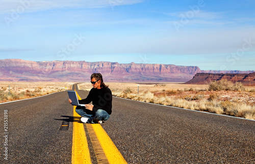 Photo: With computer on the road With computer on the road